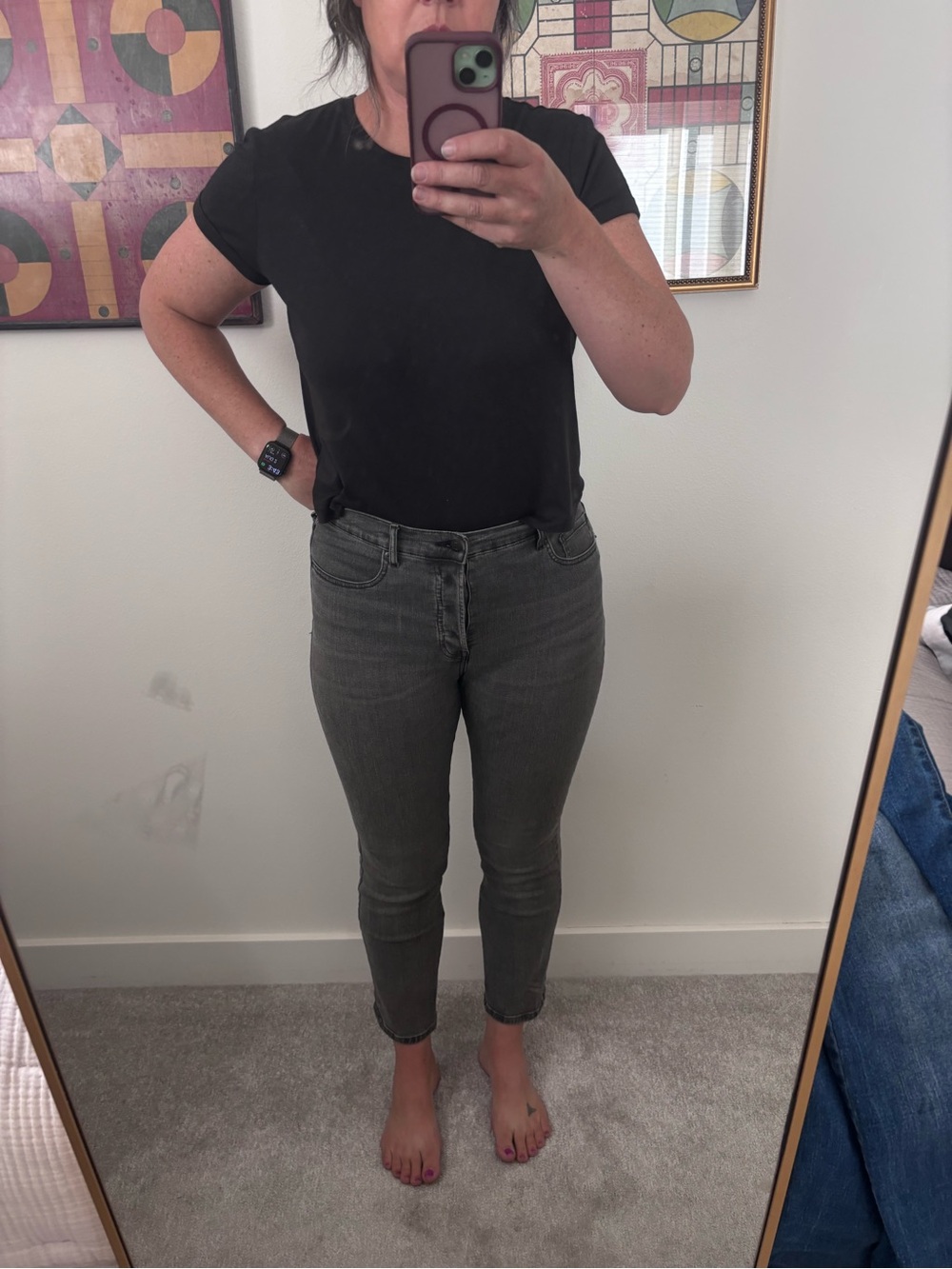 Everlane Charcoal High-Rise Cropped Skinny Jeans